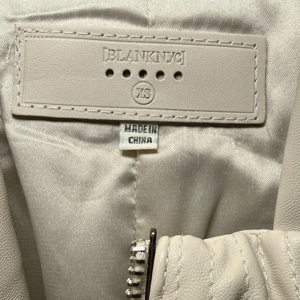 Blank NYC 🤍Cream Asymmetric Faux-Leather Moto Jacket - Picture 6 of 7